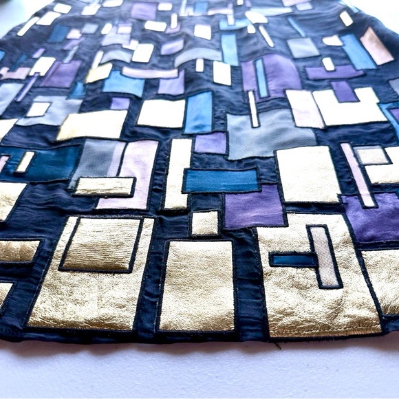 Catherine Malandrino Metallic Patchwork Sheath Dress Black Multi Sz 2 - Picture 3 of 9